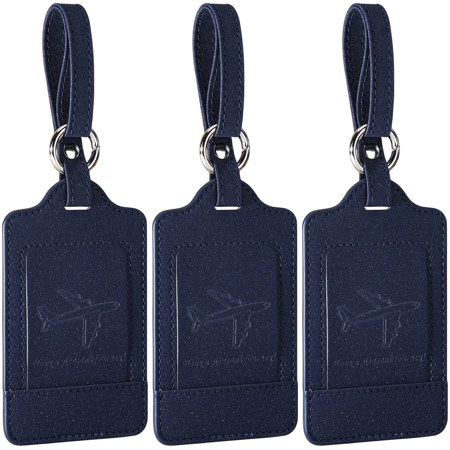 Luggage Tags, 3 Pack Premium PU Leather, Privacy