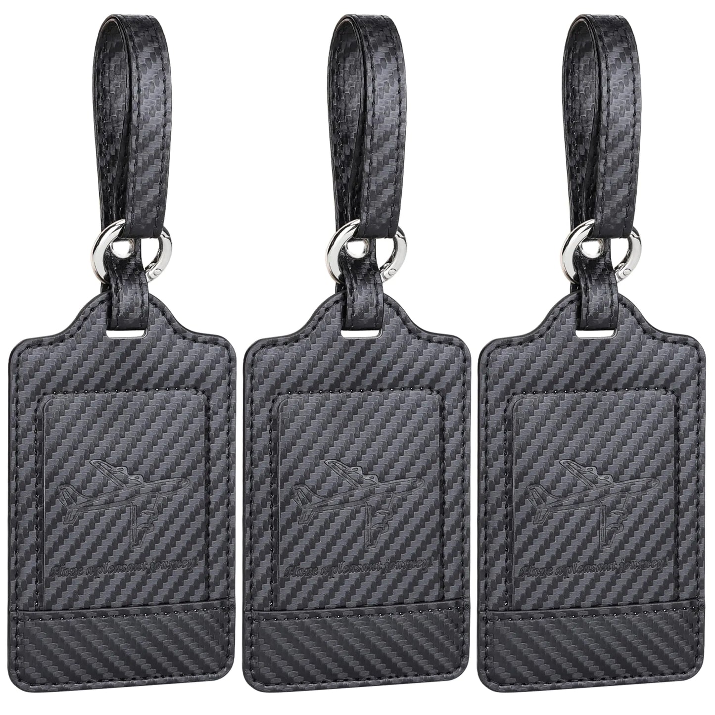 Luggage Tags, 3 Pack Premium PU Leather, Privacy