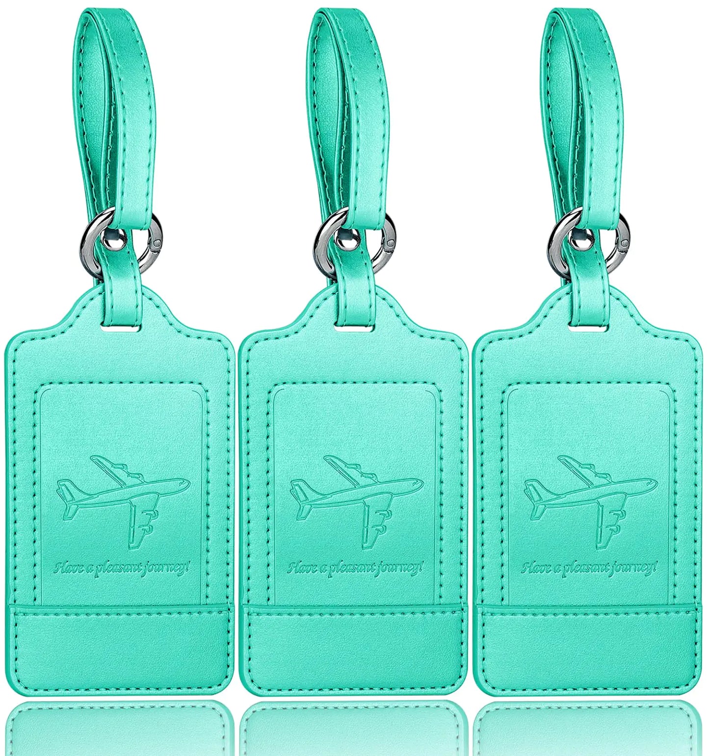 Luggage Tags, 3 Pack Premium PU Leather, Privacy