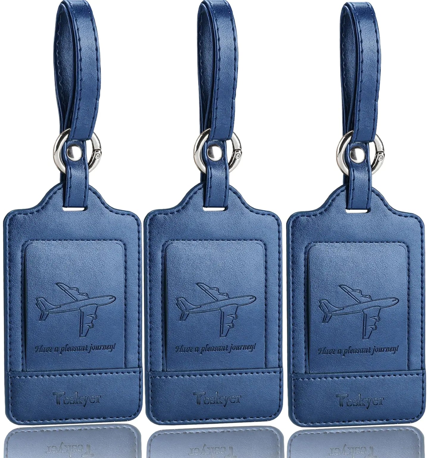 Luggage Tags, 3 Pack Premium PU Leather, Privacy