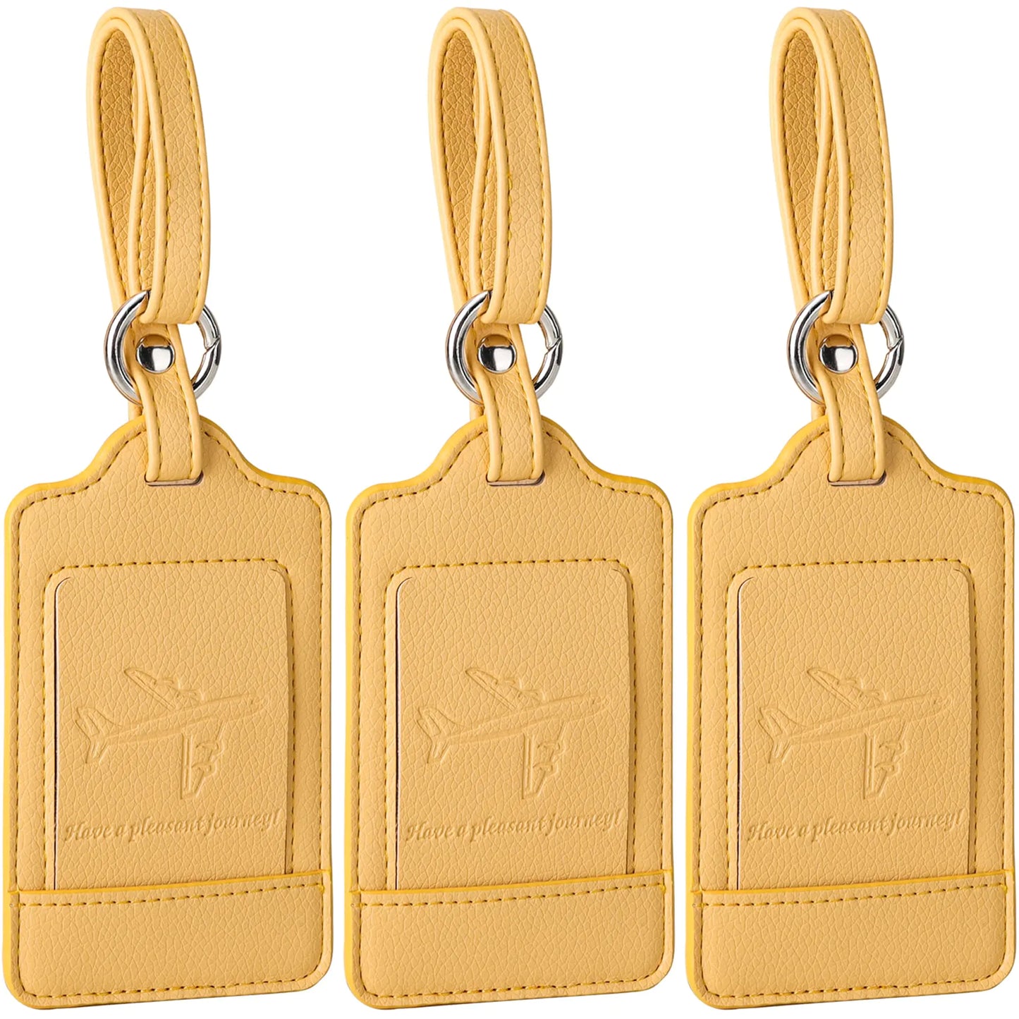 Luggage Tags, 3 Pack Premium PU Leather, Privacy