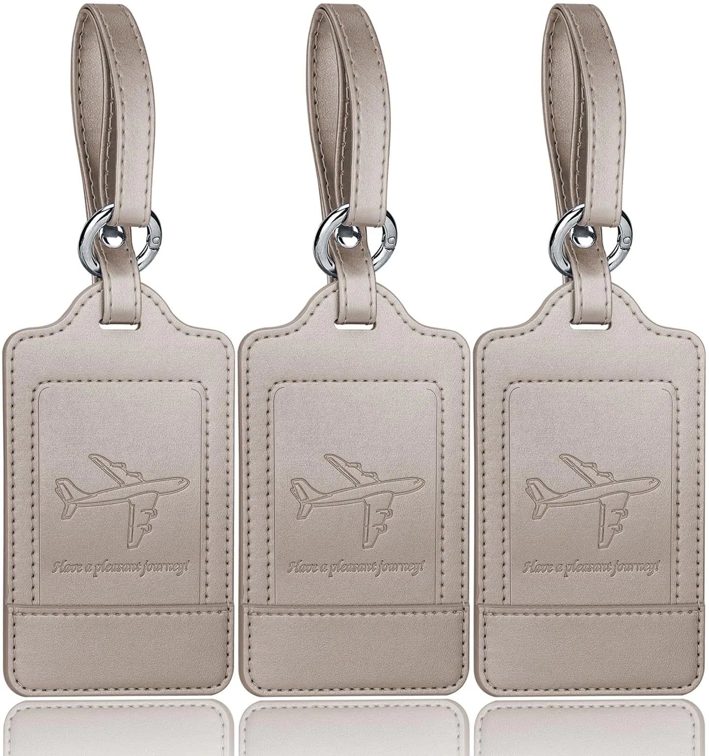 Luggage Tags, 3 Pack Premium PU Leather, Privacy