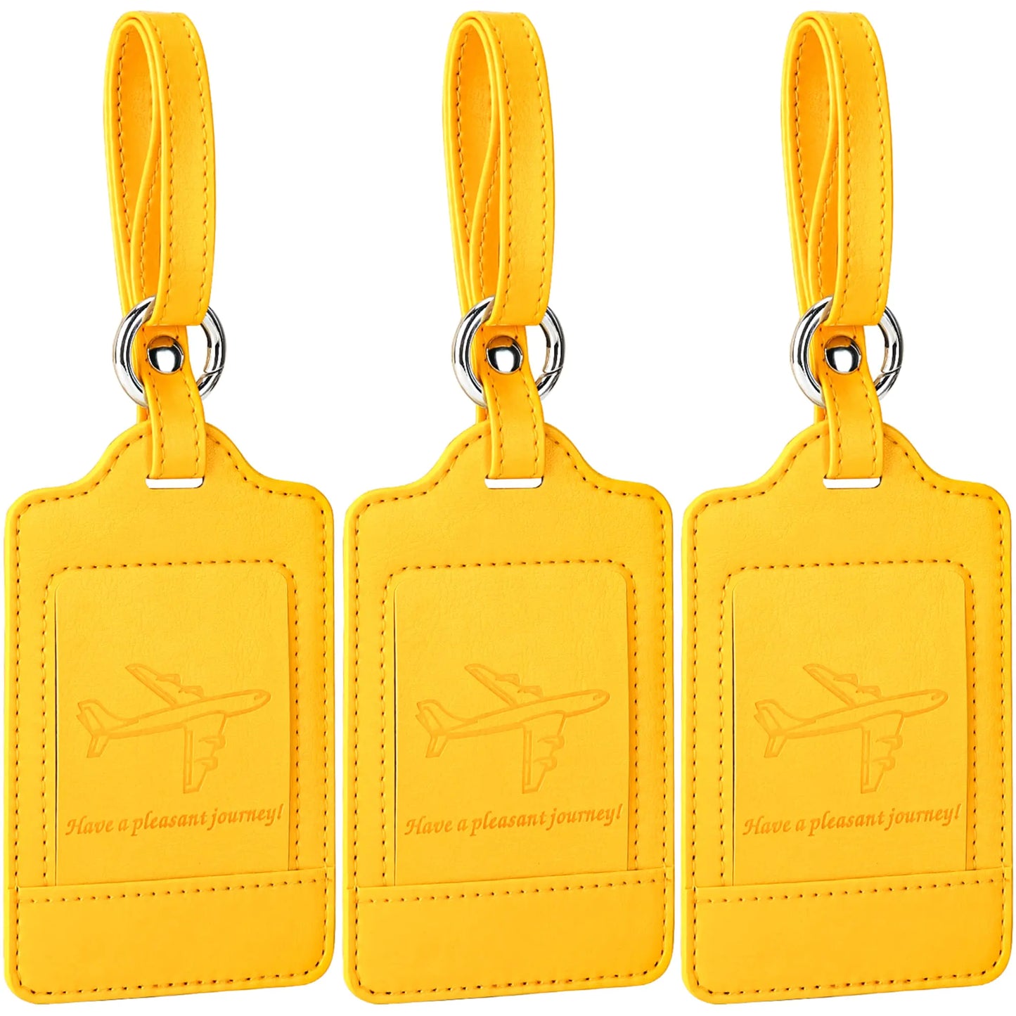 Luggage Tags, 3 Pack Premium PU Leather, Privacy