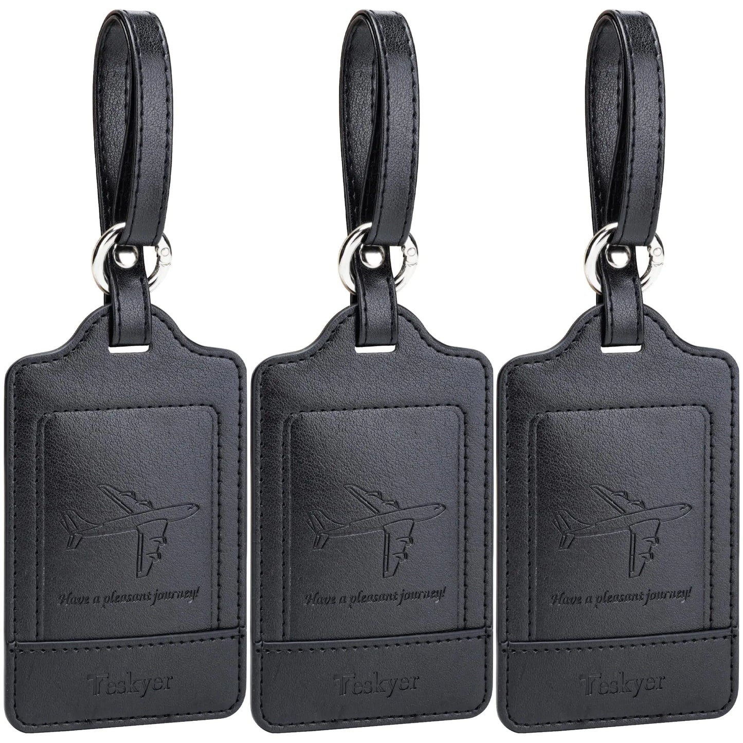 Luggage Tags, 3 Pack Premium PU Leather, Privacy