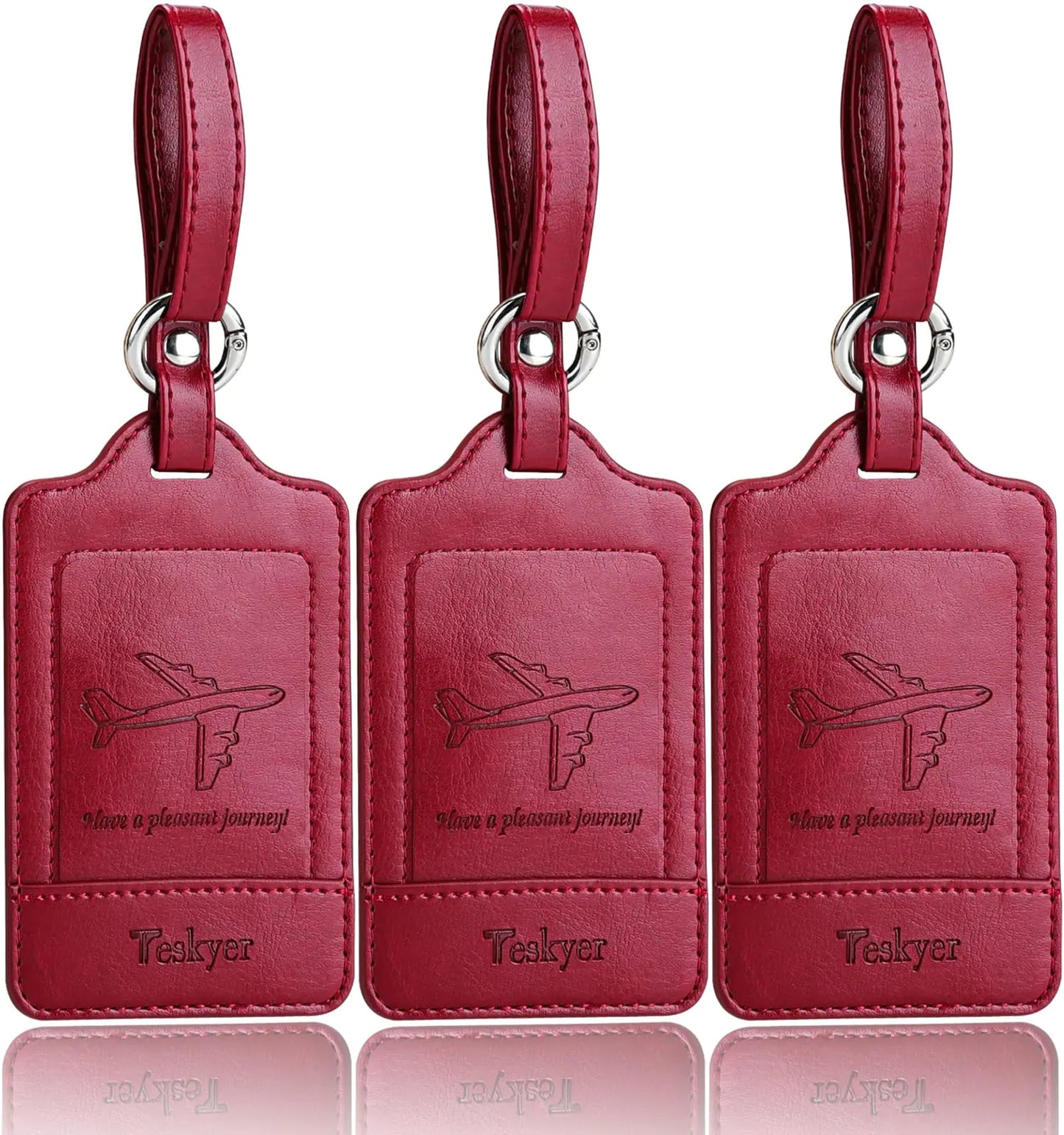 Luggage Tags, 3 Pack Premium PU Leather, Privacy