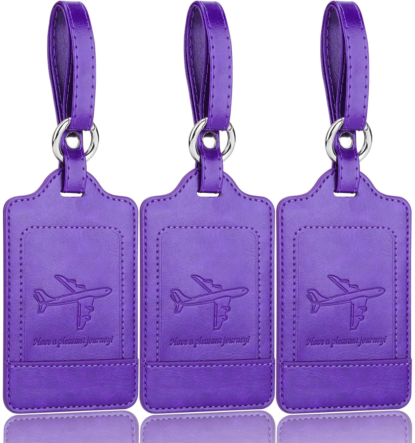 Luggage Tags, 3 Pack Premium PU Leather, Privacy