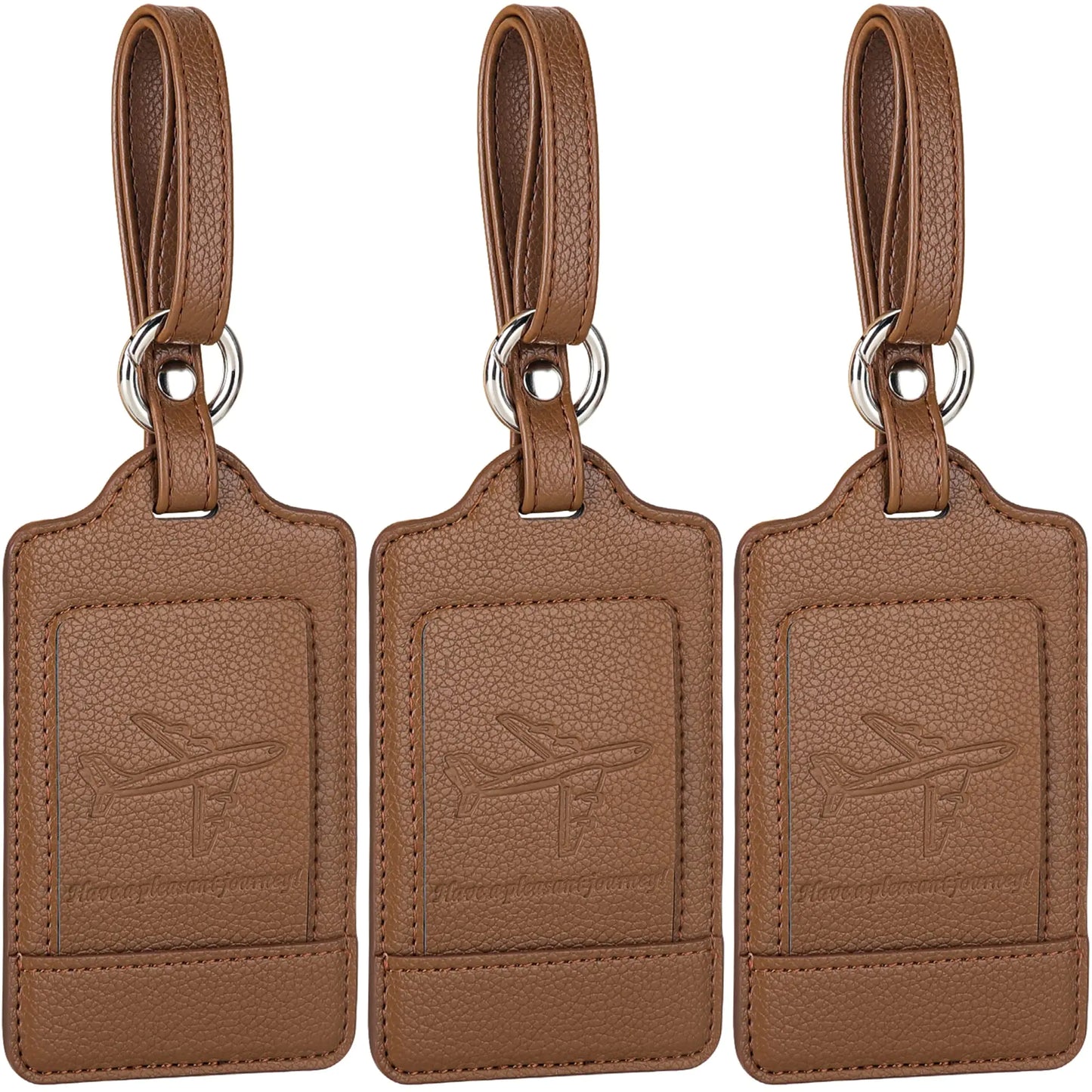 Luggage Tags, 3 Pack Premium PU Leather, Privacy